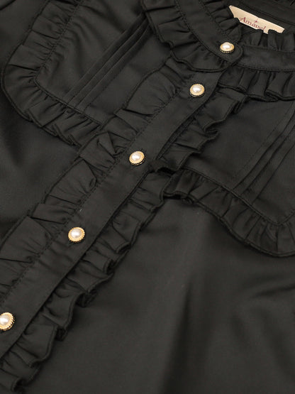 ヨーク切替スタンドフリル半袖ブラウス ｜Amavel（アマベル）公式サイト