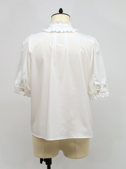 ヨーク切替スタンドフリル半袖ブラウス ｜Amavel（アマベル）公式サイト