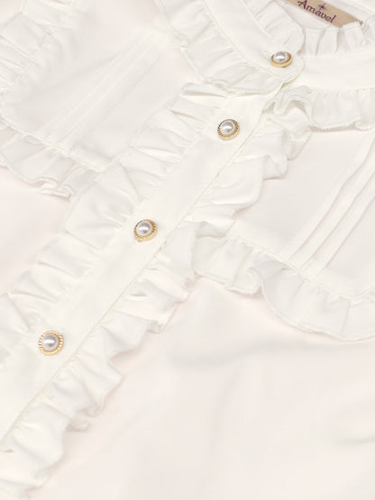 ヨーク切替スタンドフリル半袖ブラウス ｜Amavel（アマベル）公式サイト