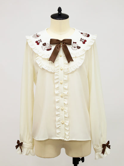 Sweet Whip フリルブラウス ブラウン（Brown） FREE ｜Amavel（アマベル）公式サイト