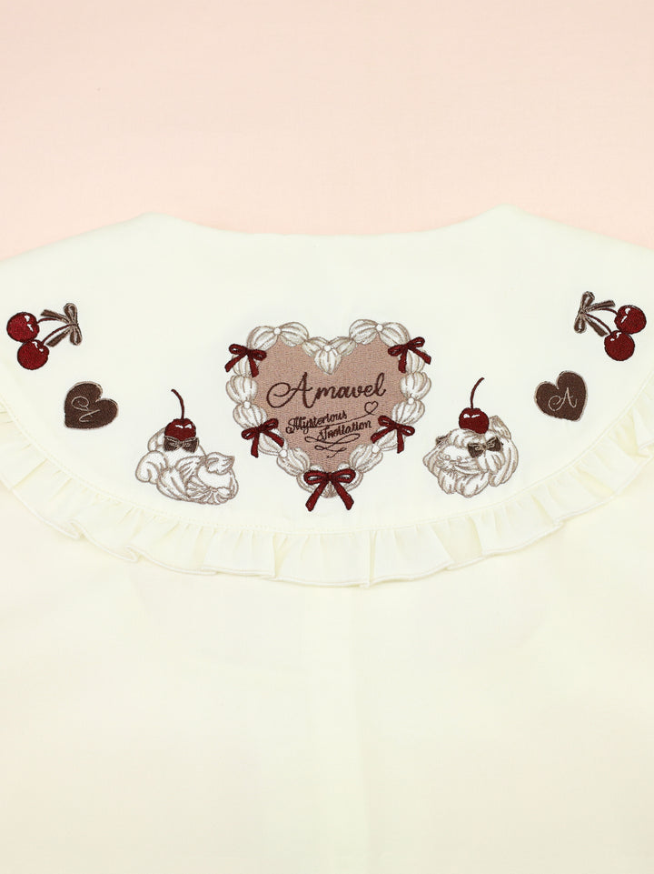 ワンダフルワールド　リバイバル　ブラウス　焦げ茶　ブラウン　フリル満載 ワンダフルワールド リバイバル ブラウス 焦げ茶 ブラウン