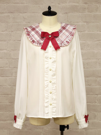 Plaid Collar リボンブラウス ボルドー（Bordeaux） FREE ｜Amavel（アマベル）公式サイト
