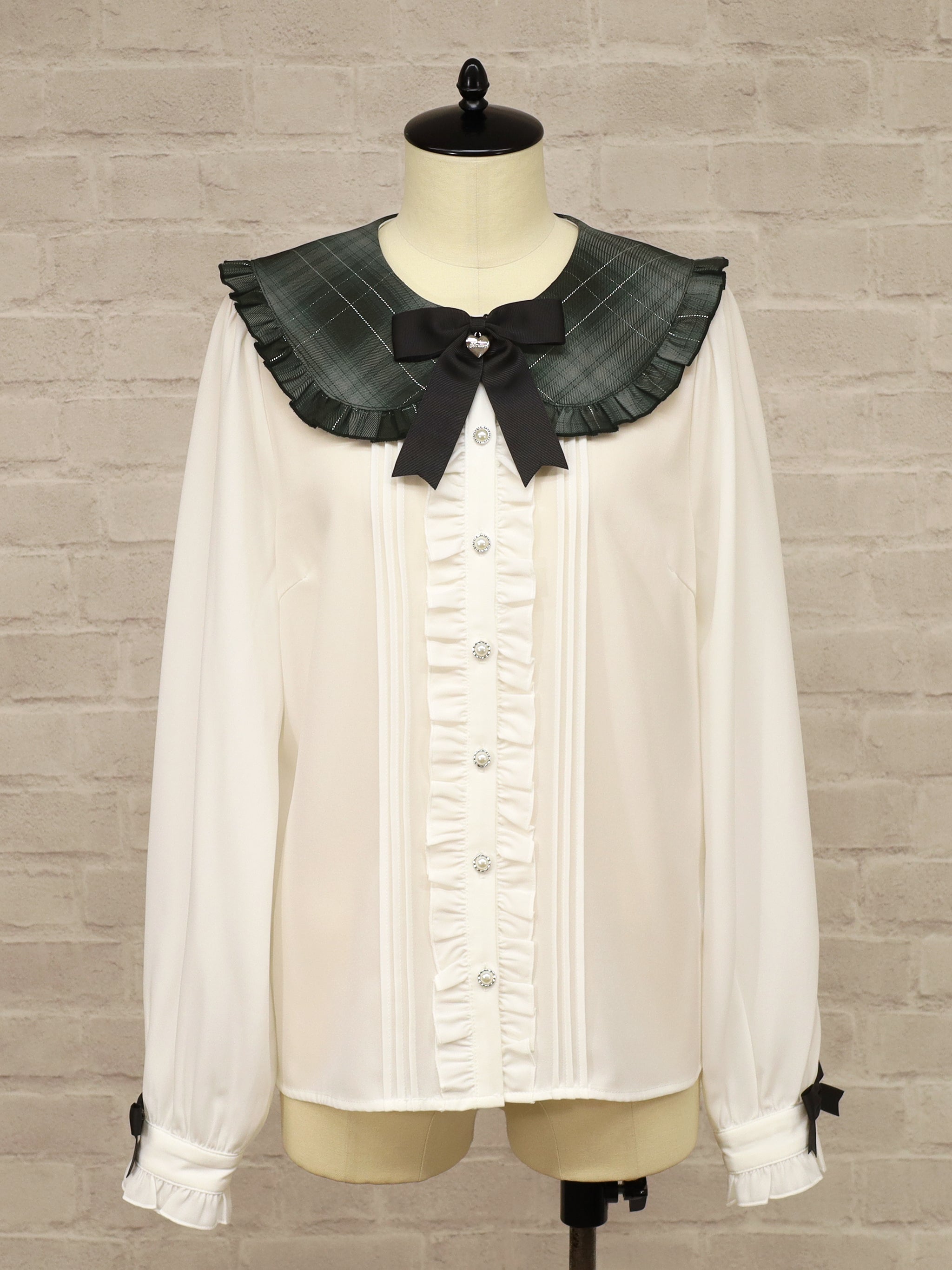 Plaid Collar リボンブラウス ブラック（Black） FREE ｜Amavel（アマベル）公式サイト
