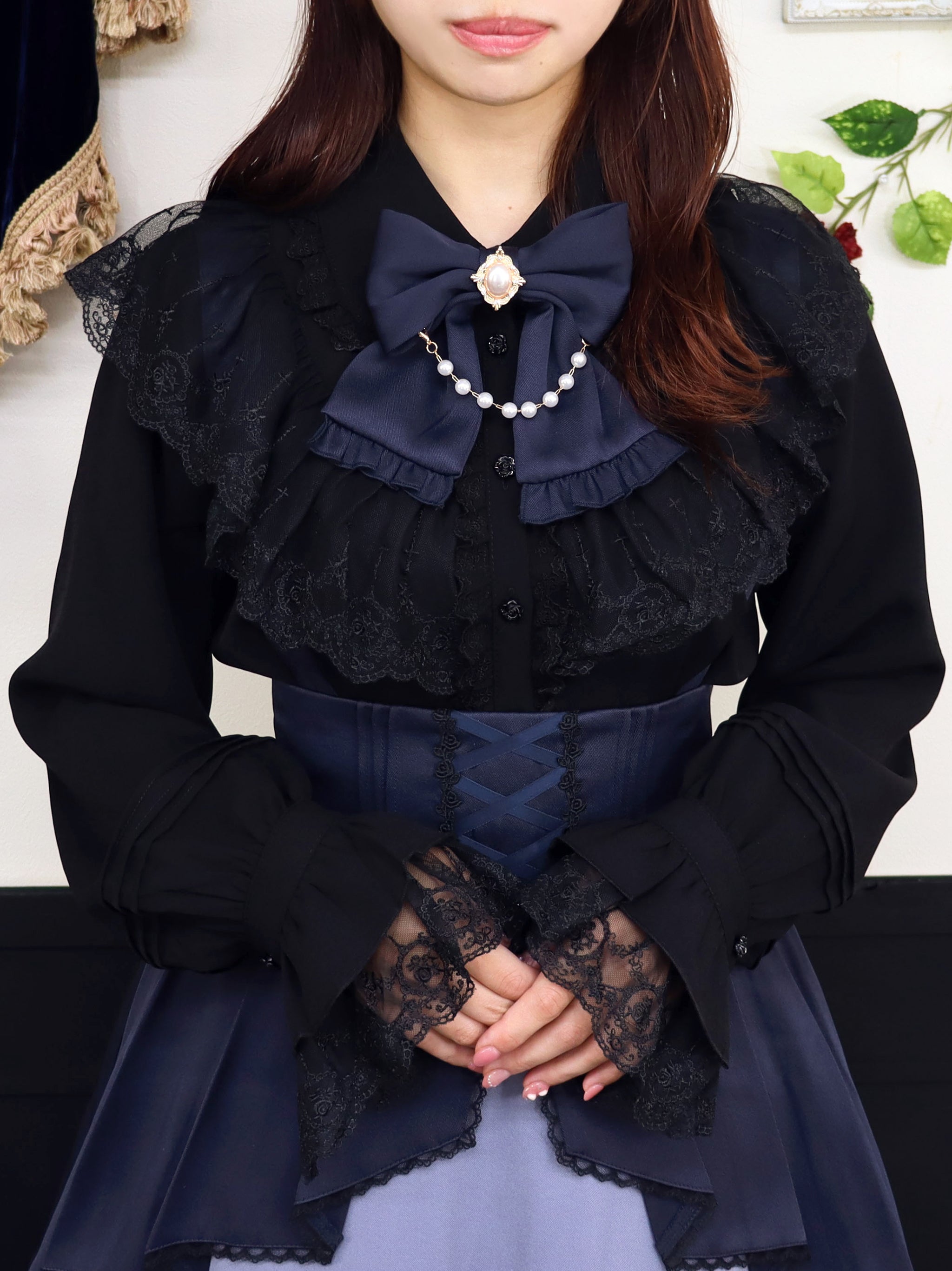 Rosette Doll クラシカルブラウス ネイビー（Navy） FREE ｜Amavel（アマベル）公式サイト