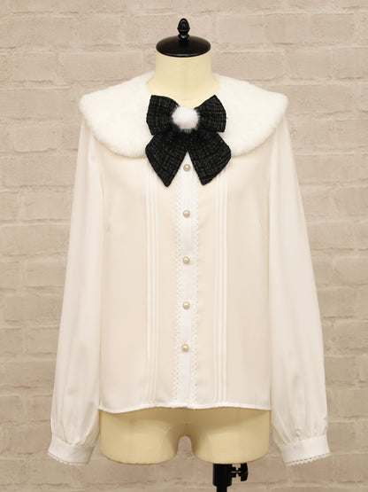 Étoile Tweed ファーティペットブラウス ブラック（Black） FREE ｜Amavel（アマベル）公式サイト