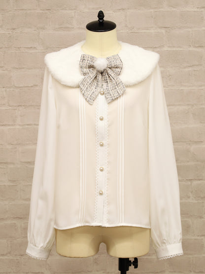 Étoile Tweed ファーティペットブラウス ベージュ（Beige） FREE ｜Amavel（アマベル）公式サイト