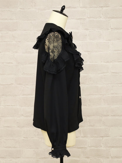 【メンバーズセール対象】バイカラーレースラッフルブラウス ｜Amavel（アマベル）公式サイト