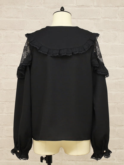 【メンバーズセール対象】バイカラーレースラッフルブラウス ｜Amavel（アマベル）公式サイト