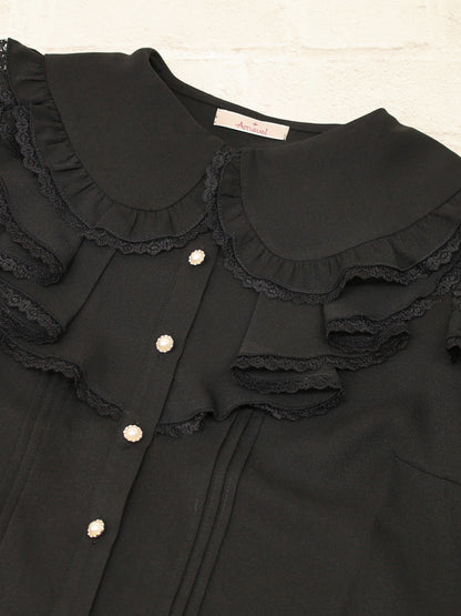 【メンバーズセール対象】バイカラーレースラッフルブラウス ｜Amavel（アマベル）公式サイト