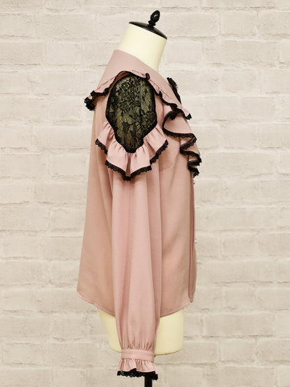 【メンバーズセール対象】バイカラーレースラッフルブラウス ｜Amavel（アマベル）公式サイト