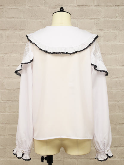 【メンバーズセール対象】バイカラーレースラッフルブラウス ｜Amavel（アマベル）公式サイト