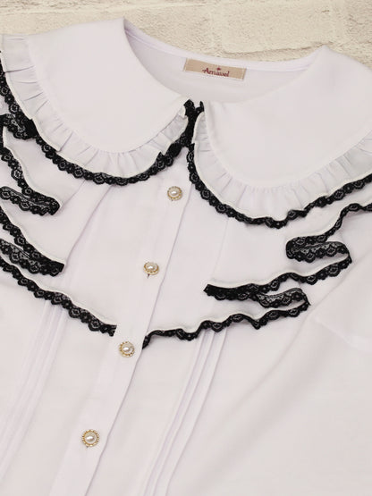 【メンバーズセール対象】バイカラーレースラッフルブラウス ｜Amavel（アマベル）公式サイト