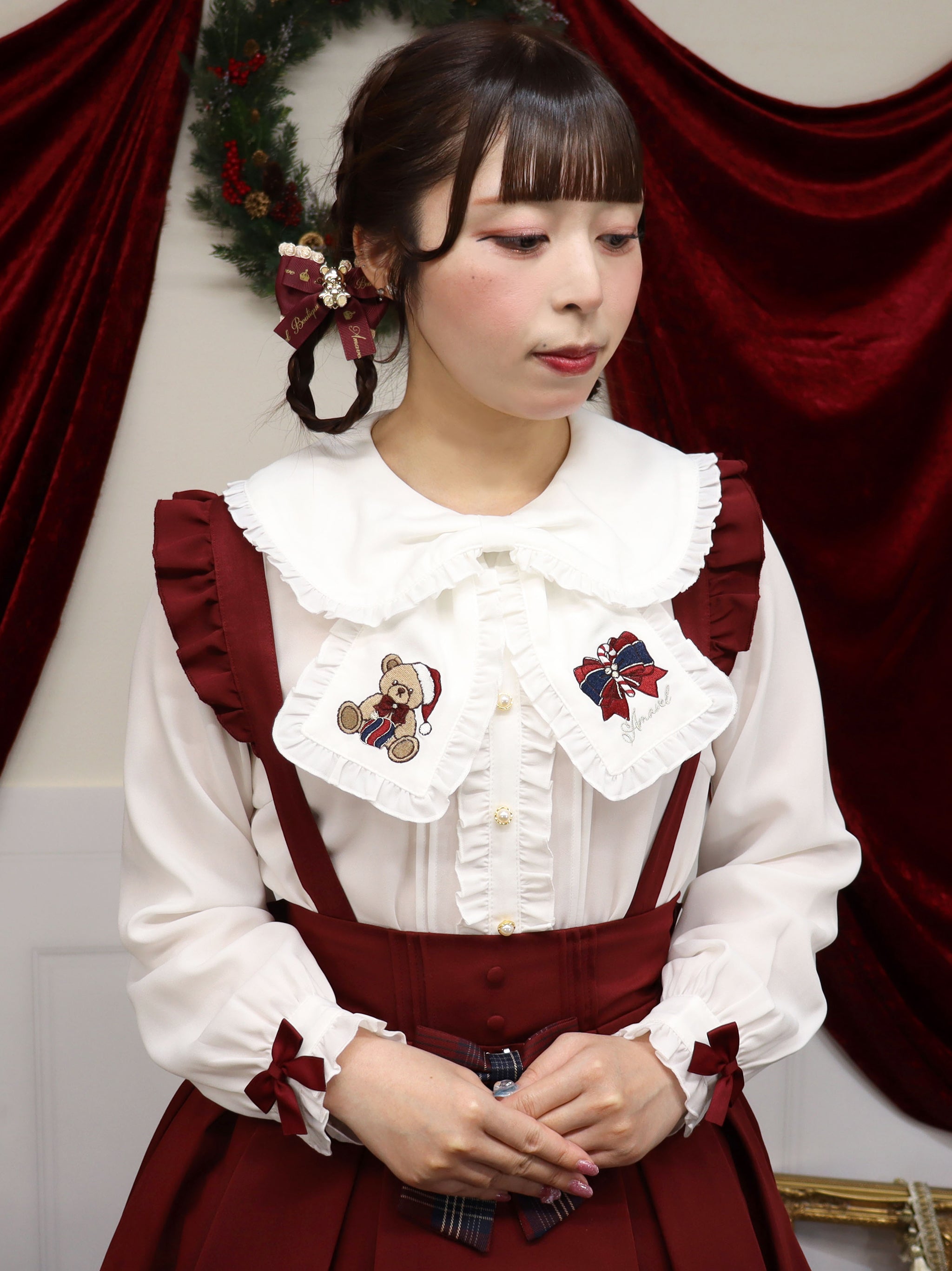 アウトレットセール対象】Holy Night Bear リボンブラウス – Amavel