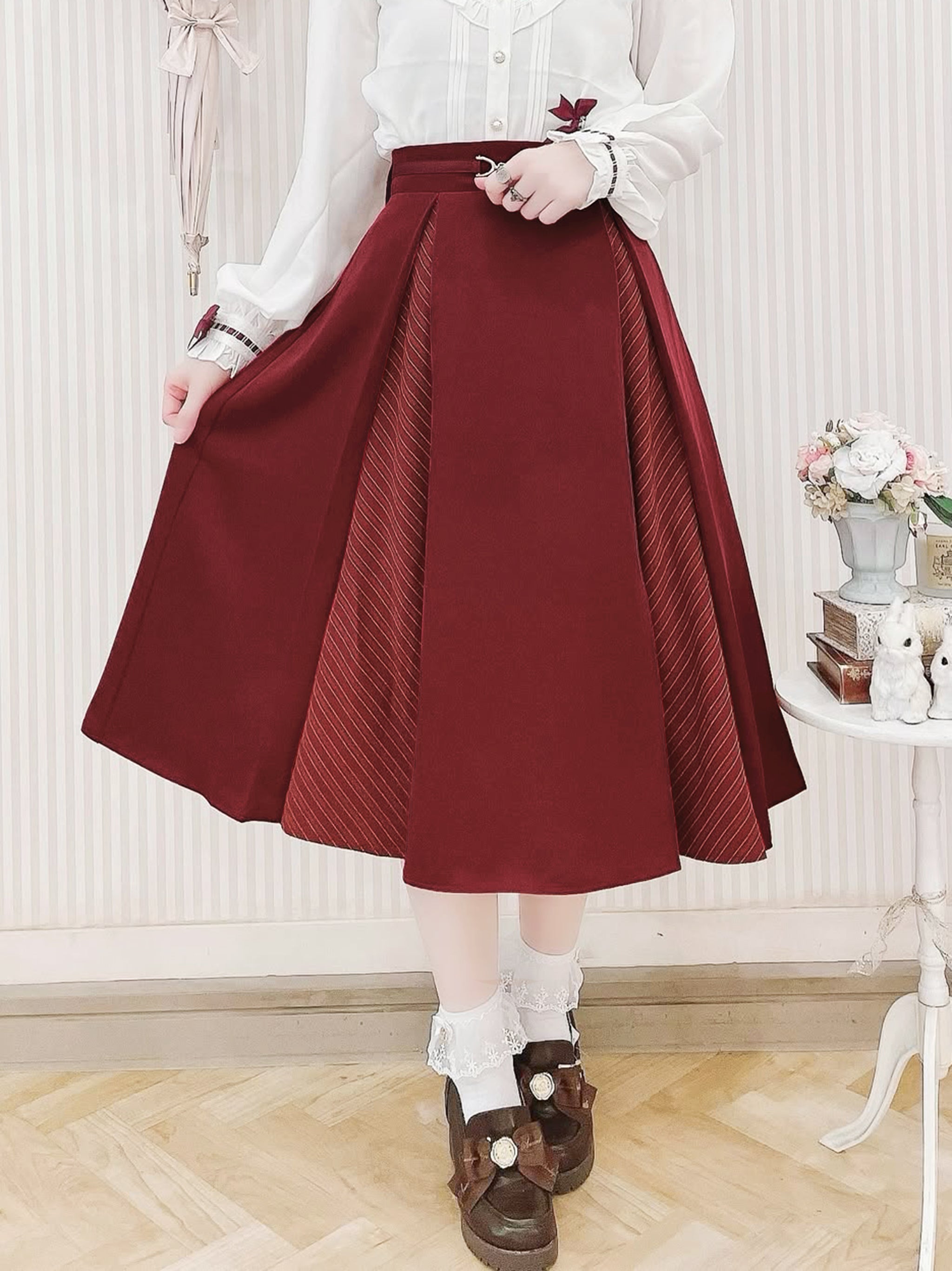 Amavel 大正浪漫の夢紀行ミドルスカート ボルドー Amavel 大正浪漫の夢紀行ミドルスカート ボルドー - メルカリ
