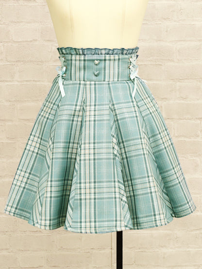 サイドレースアップはぎフレアチェックスカート ブルー（Blue） FREE ｜Amavel（アマベル）公式サイト