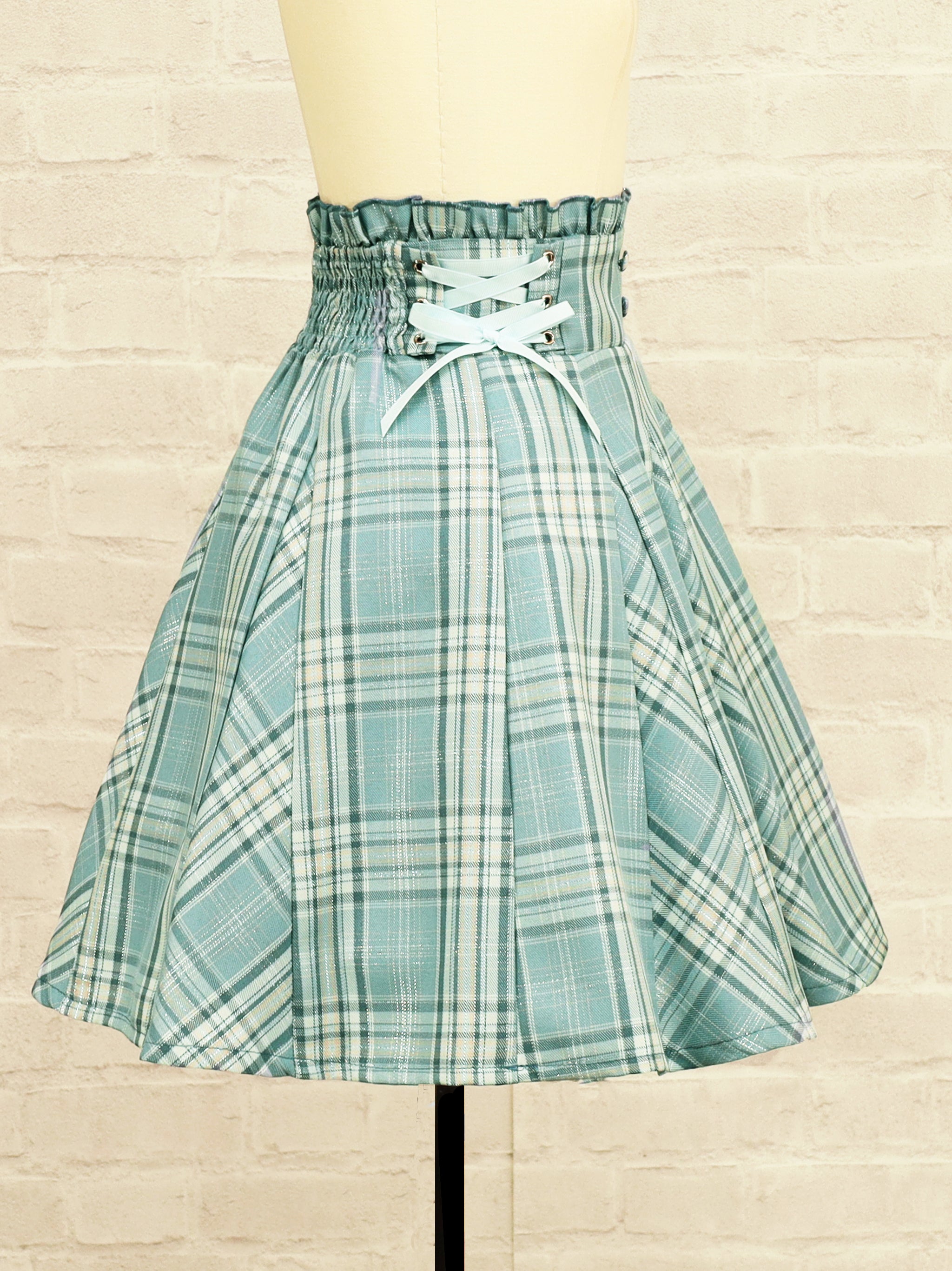 サイドレースアップはぎフレアチェックスカート – Amavel（アマベル