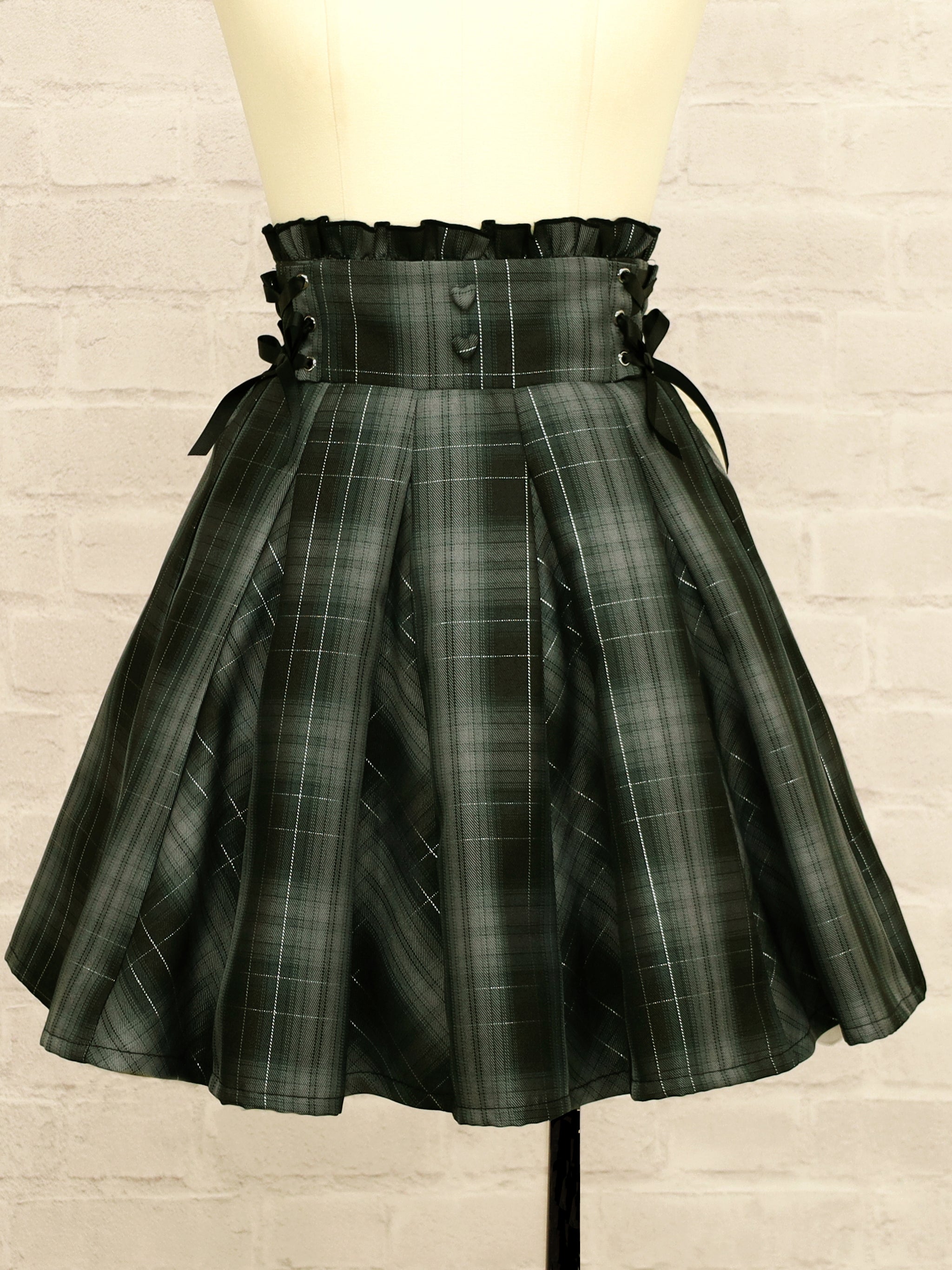 サイドレースアップはぎフレアチェックスカート ブラック（Black） FREE ｜Amavel（アマベル）公式サイト