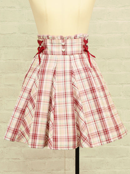 サイドレースアップはぎフレアチェックスカート ボルドー（Bordeaux） FREE ｜Amavel（アマベル）公式サイト