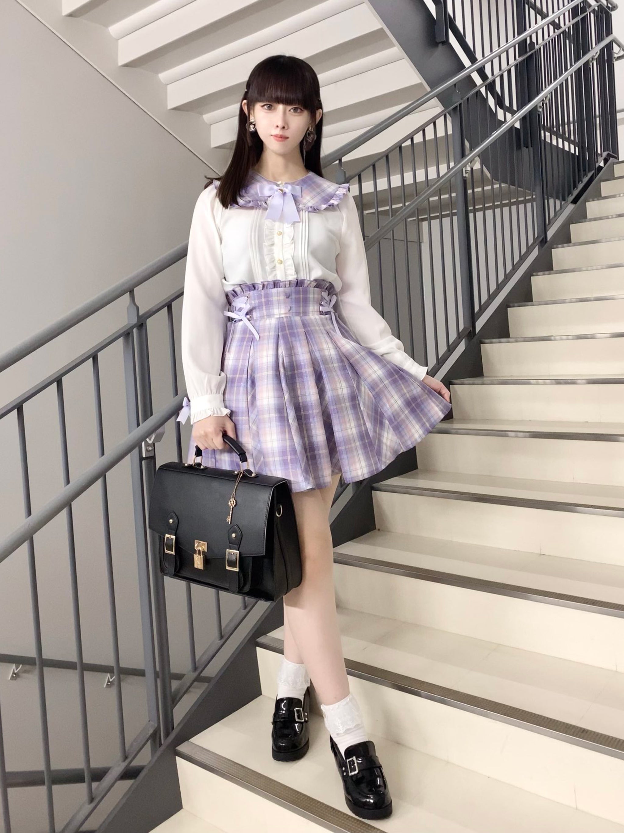 サイドレースアップはぎフレアチェックスカート ラベンダー（Lavender） FREE ｜Amavel（アマベル）公式サイト