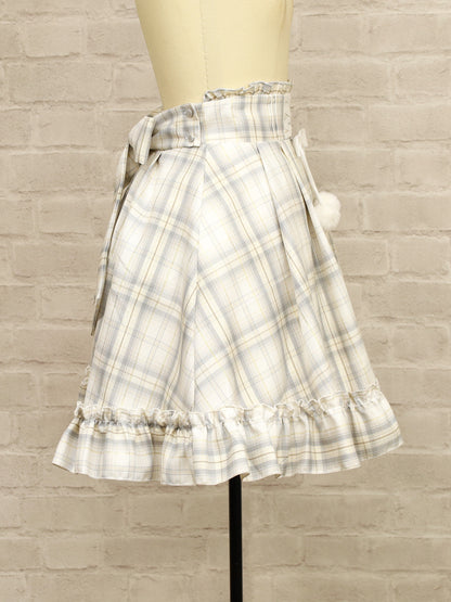 ファーポン付チェックフリルスカート ｜Amavel（アマベル）公式サイト