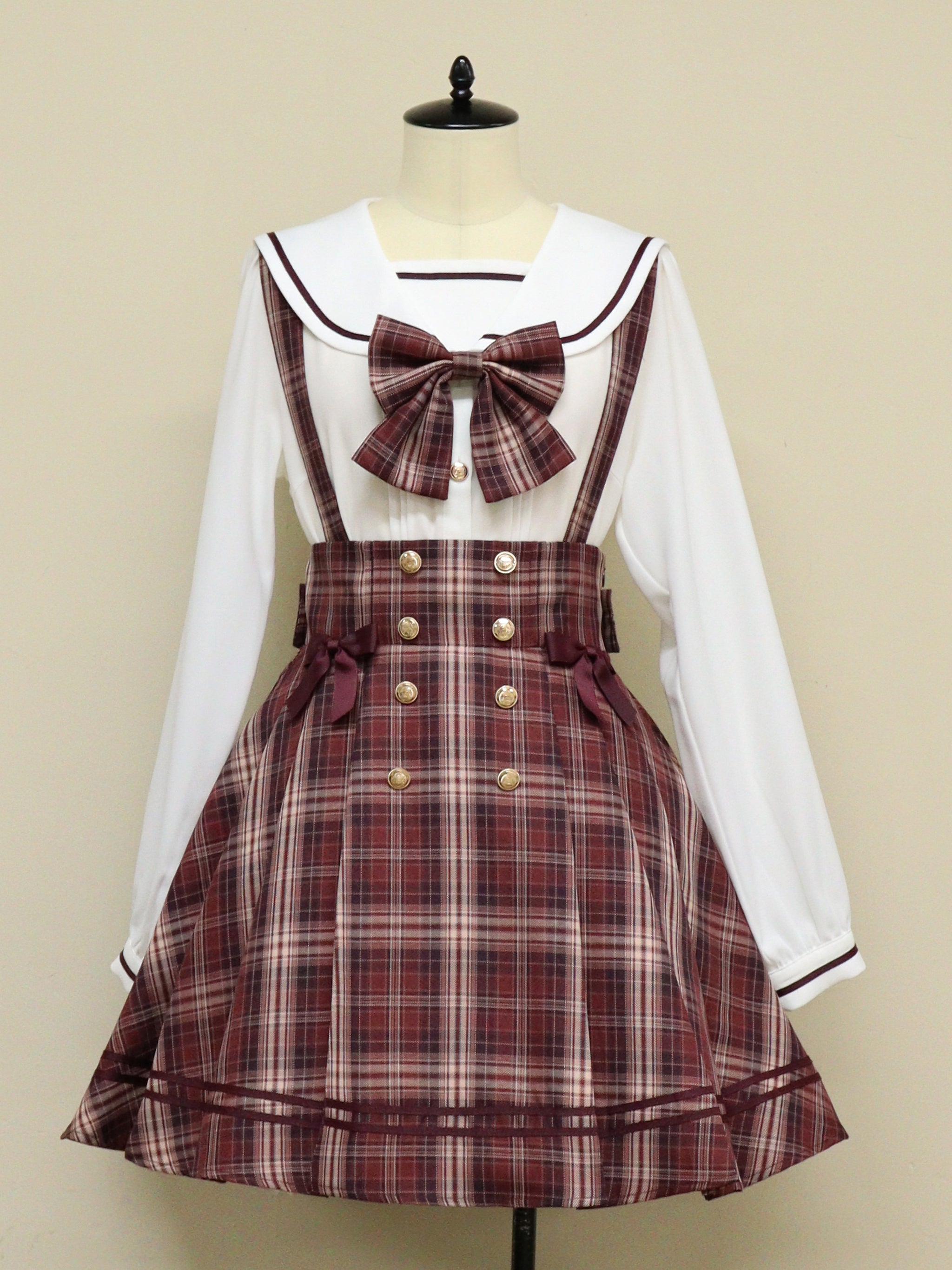 Nostalgic Check サイドプリーツマリンスカパン ボルドー（Bordeaux） FREE ｜Amavel（アマベル）公式サイト