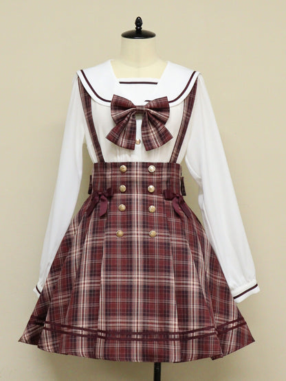 Nostalgic Check サイドプリーツマリンスカパン ボルドー（Bordeaux） FREE ｜Amavel（アマベル）公式サイト