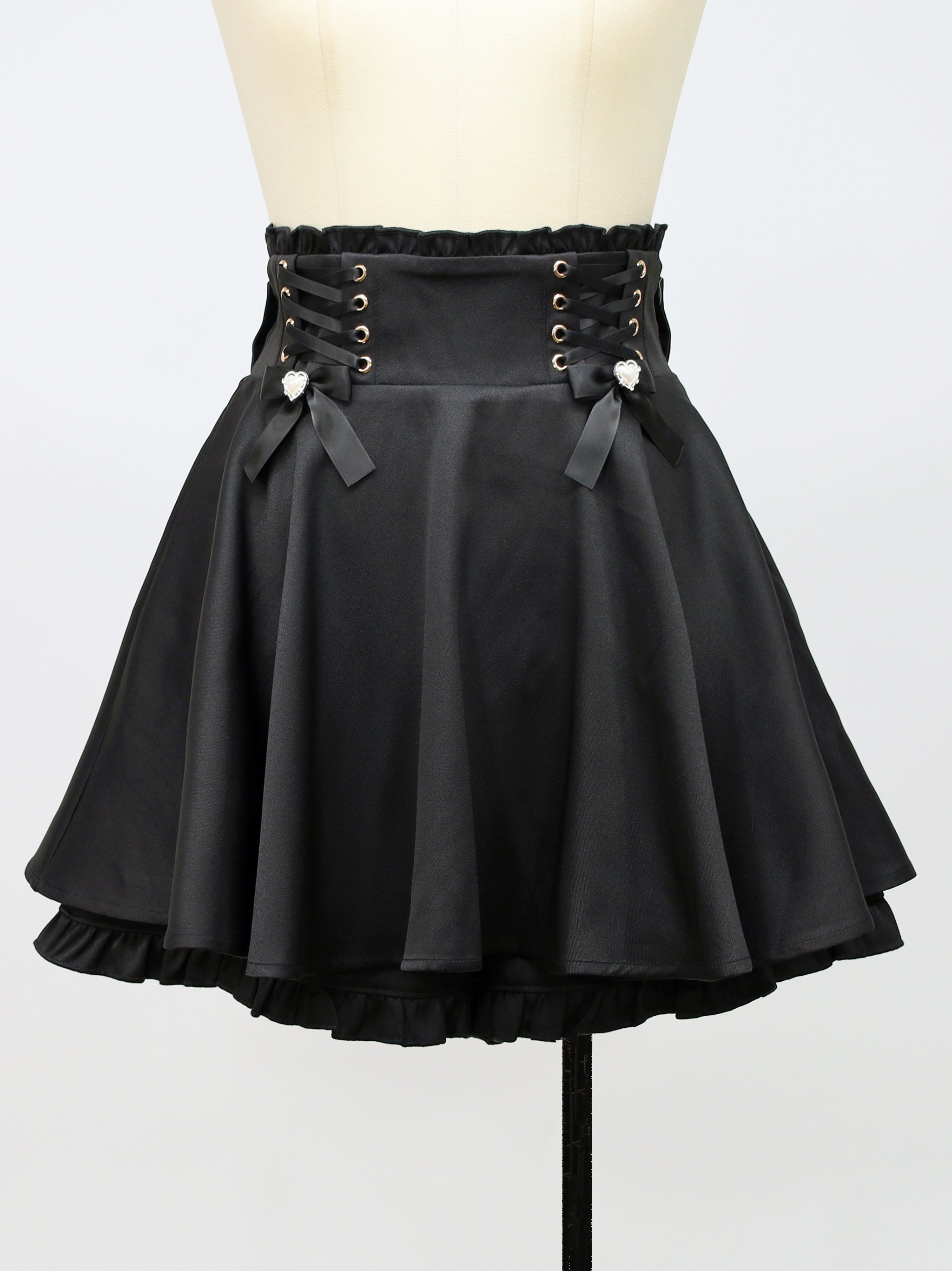 アウトレットセール対象】ハートビジューリボンフレアスカパン