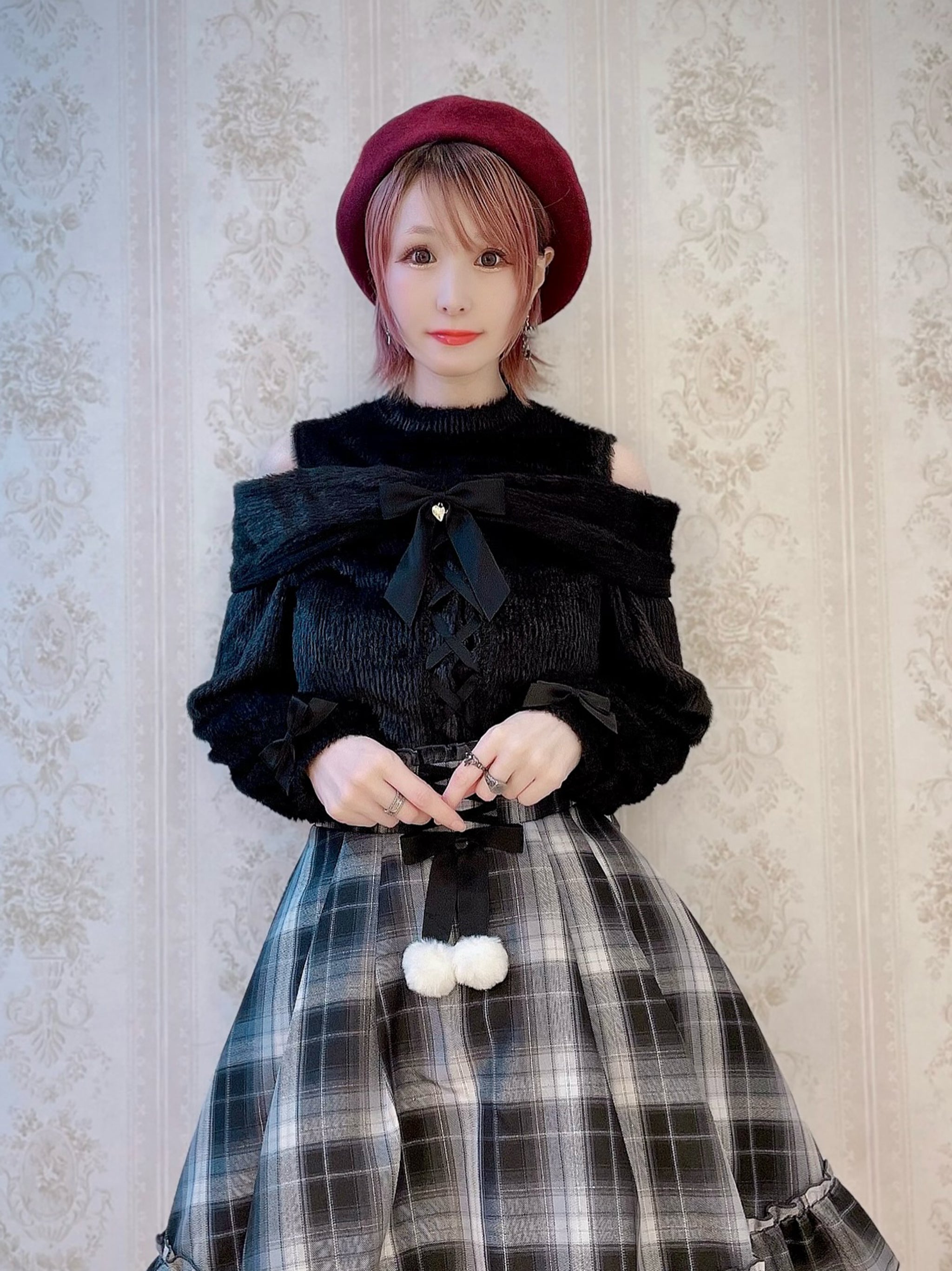 Amavelハートケーブルニットファーポンチョアイボリー L*a様