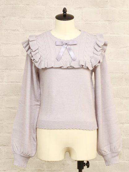 ヨークフリルニットトップス ラベンダー（Lavender） FREE ｜Amavel（アマベル）公式サイト