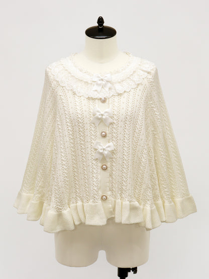【アウトレットセール対象】ロマンティックレースすかし編みニットポンチョ アイボリー（Ivory） FREE ｜Amavel（アマベル）公式サイト