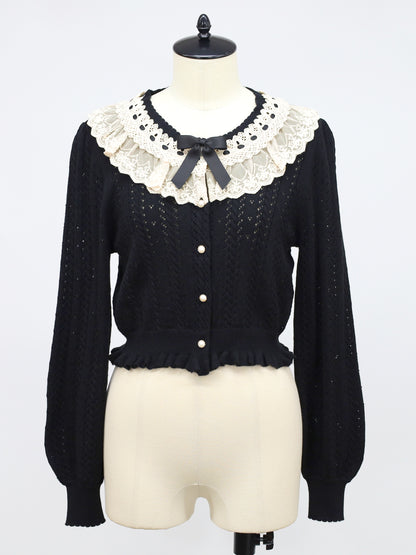 ロマンティックレースすかし編みカーディガン ブラック（Black） FREE ｜Amavel（アマベル）公式サイト