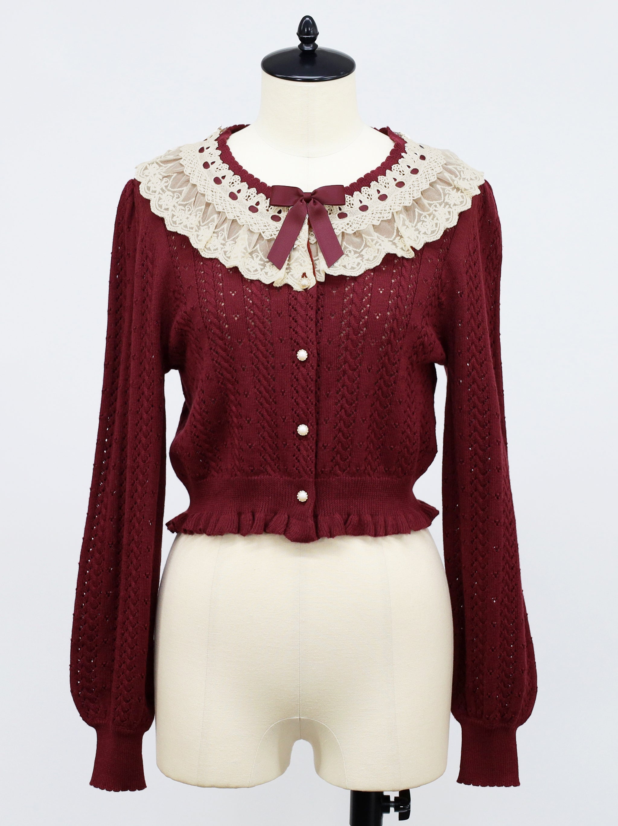 ロマンティックレースすかし編みカーディガン ボルドー（Bordeaux） FREE ｜Amavel（アマベル）公式サイト