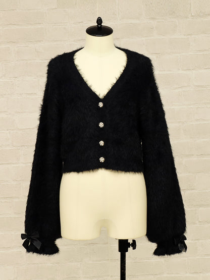 シャギーニット ショートカーディガン ブラック（Black） FREE ｜Amavel（アマベル）公式サイト