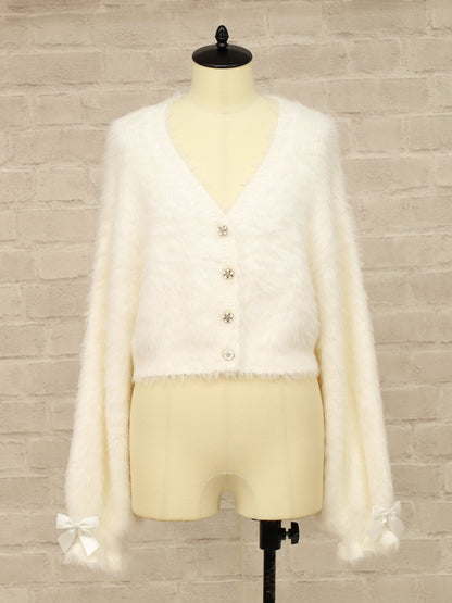 シャギーニット ショートカーディガン アイボリー（Ivory） FREE ｜Amavel（アマベル）公式サイト