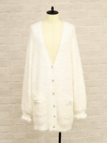 シャギーニット ロングカーディガン アイボリー（Ivory） FREE ｜Amavel（アマベル）公式サイト