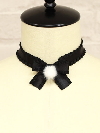 ファーポン付リボンチョーカー ブラック（Black） FREE ｜Amavel（アマベル）公式サイト