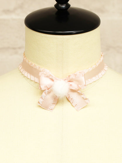 ファーポン付リボンチョーカー ピンク（Pink） FREE ｜Amavel（アマベル）公式サイト