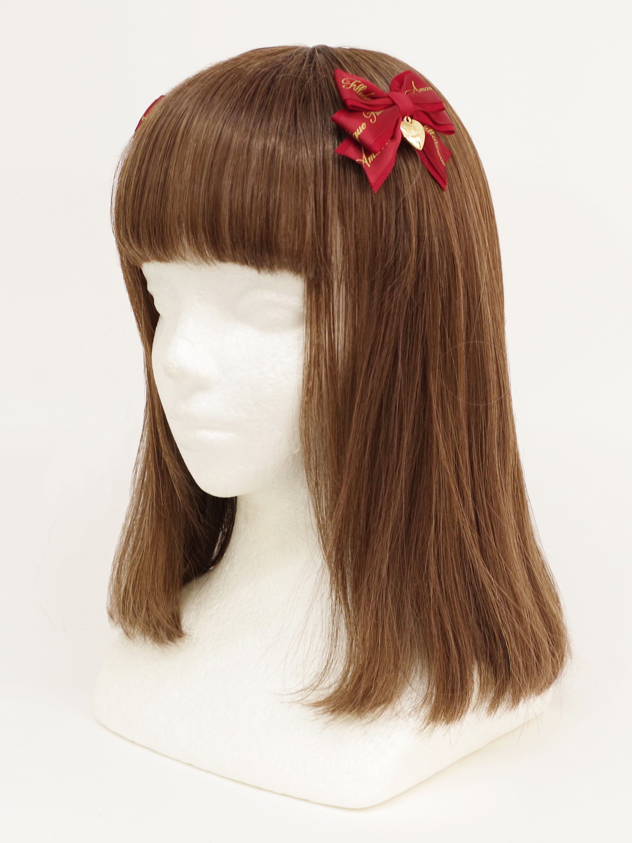 【メンバーズセール対象】ハートチャーム付ダブルリボンミニクリップ レッド（Red） FREE ｜Amavel（アマベル）公式サイト