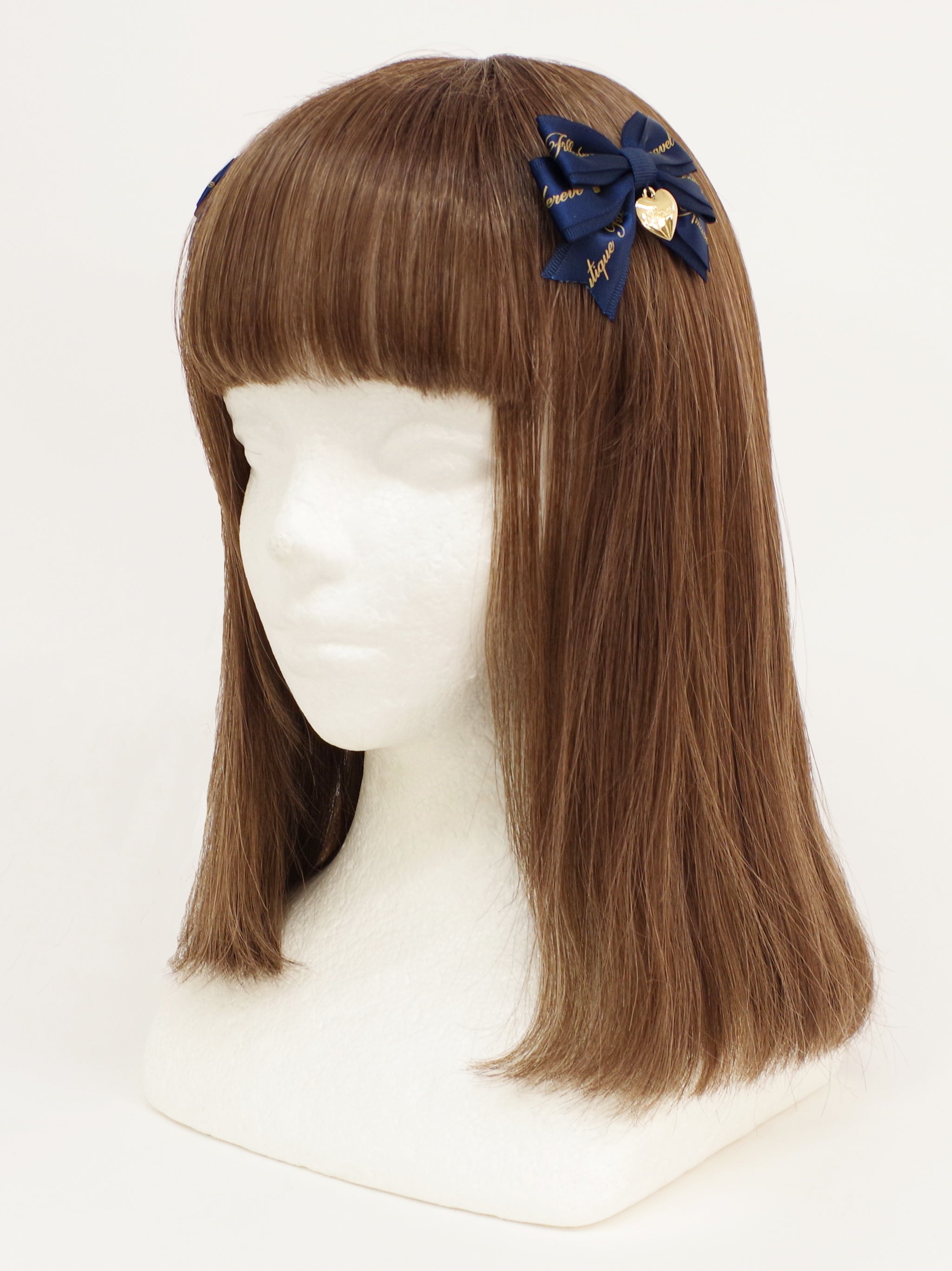 【メンバーズセール対象】ハートチャーム付ダブルリボンミニクリップ ネイビー（Navy） FREE ｜Amavel（アマベル）公式サイト