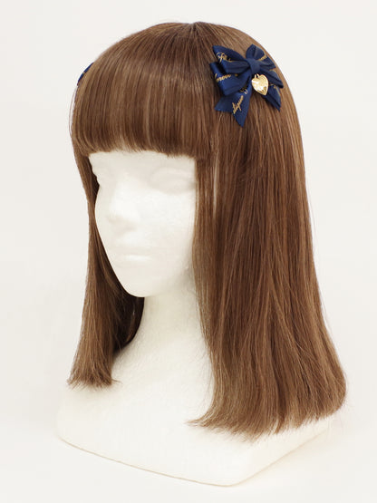 【メンバーズセール対象】ハートチャーム付ダブルリボンミニクリップ ネイビー（Navy） FREE ｜Amavel（アマベル）公式サイト