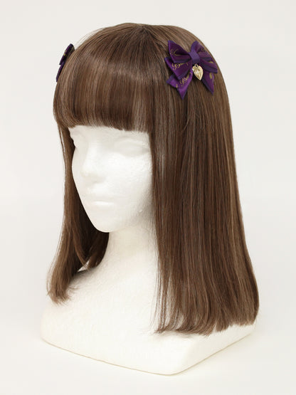 【メンバーズセール対象】ハートチャーム付ダブルリボンミニクリップ パープル（Purple） FREE ｜Amavel（アマベル）公式サイト