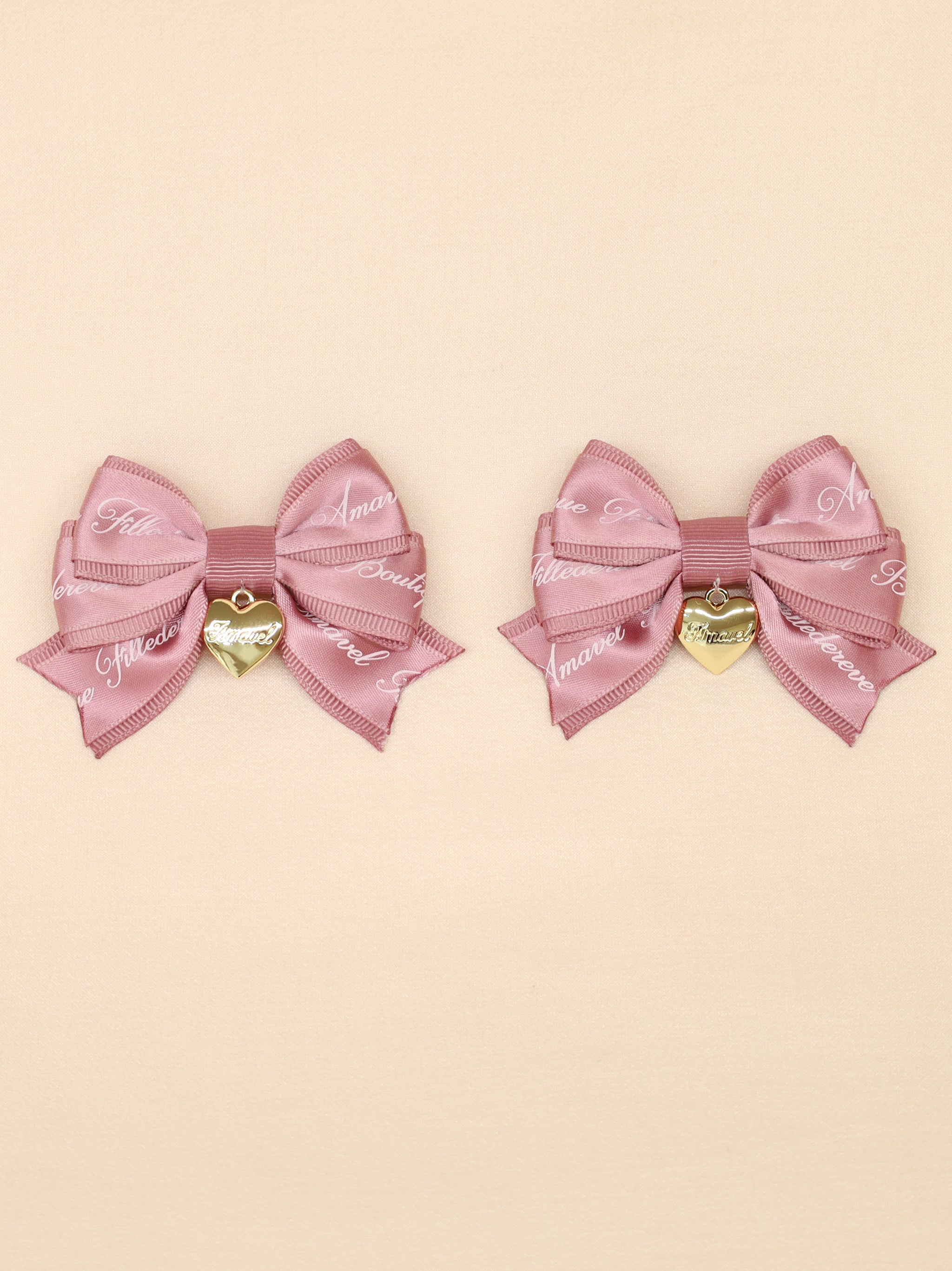 【メンバーズセール対象】ハートチャーム付ダブルリボンミニクリップ ｜Amavel（アマベル）公式サイト