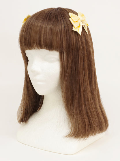 【メンバーズセール対象】ハートチャーム付ダブルリボンミニクリップ イエロー（Yellow） FREE ｜Amavel（アマベル）公式サイト