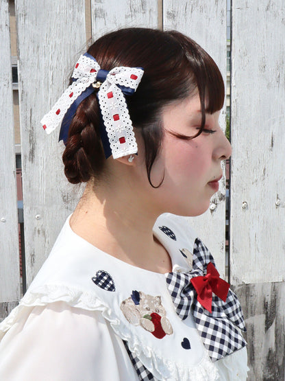 Dreaming Kitten Picnic ダブルリボンクリップ ネイビー（Navy） FREE ｜Amavel（アマベル）公式サイト