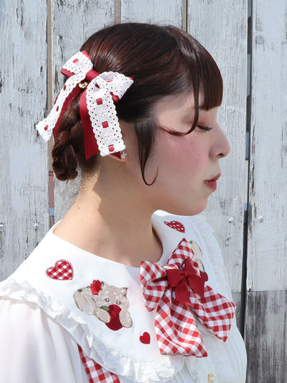 Dreaming Kitten Picnic ダブルリボンクリップ ボルドー（Bordeaux） FREE ｜Amavel（アマベル）公式サイト