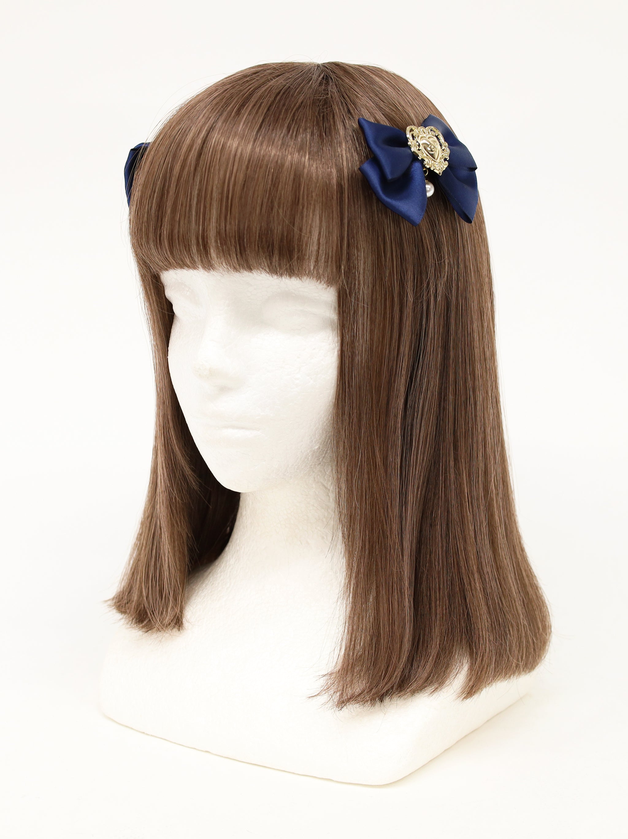 ハートチャーム付ダブルリボンクリップ ネイビー（Navy） FREE ｜Amavel（アマベル）公式サイト