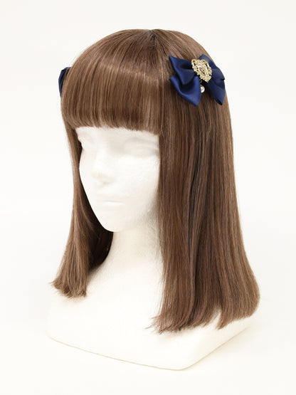 ハートチャーム付ダブルリボンクリップ ネイビー（Navy） FREE ｜Amavel（アマベル）公式サイト