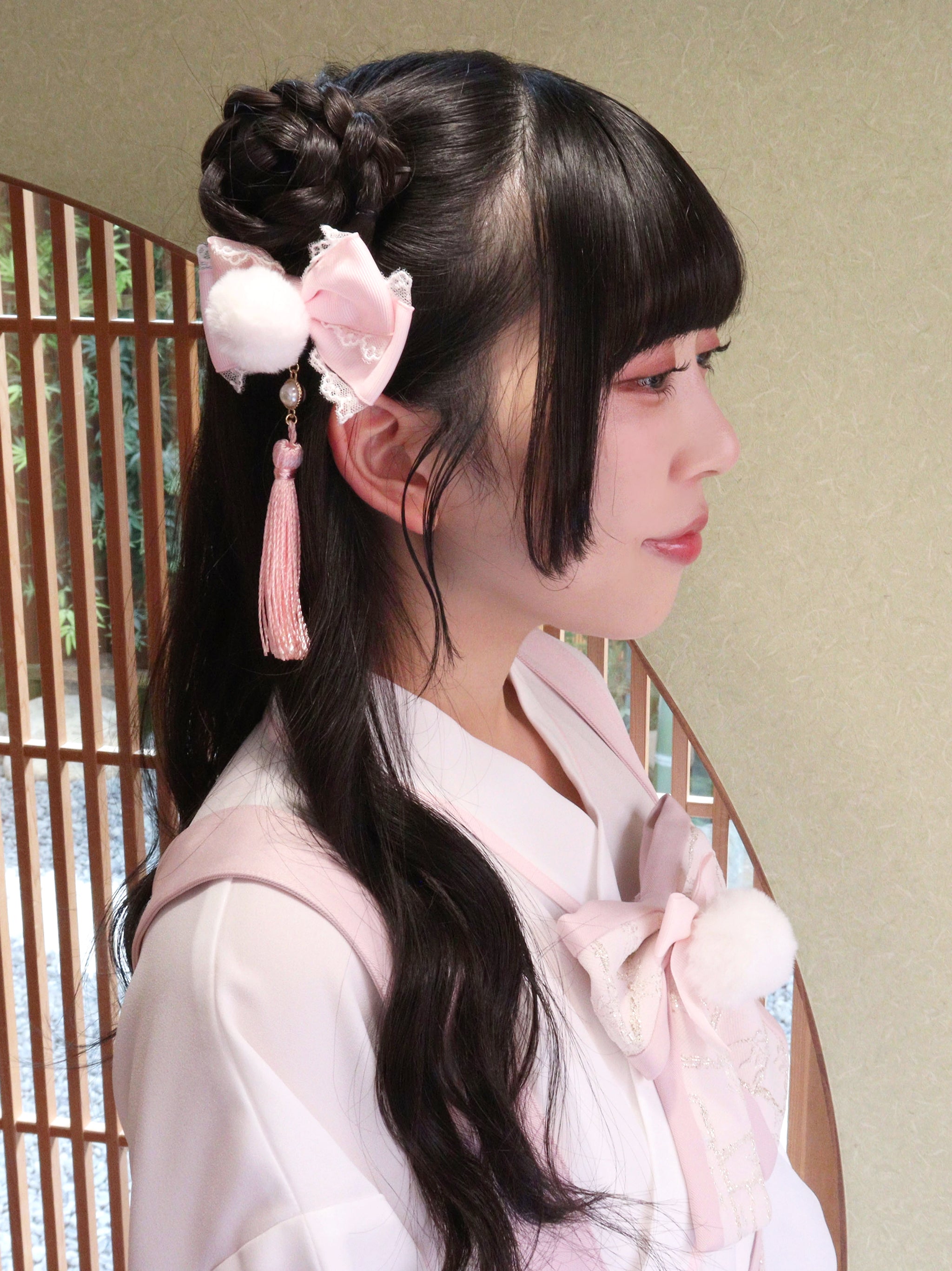 手まり遊びとシマエナガ ダブルリボンクリップ ピンク（Pink） FREE ｜Amavel（アマベル）公式サイト