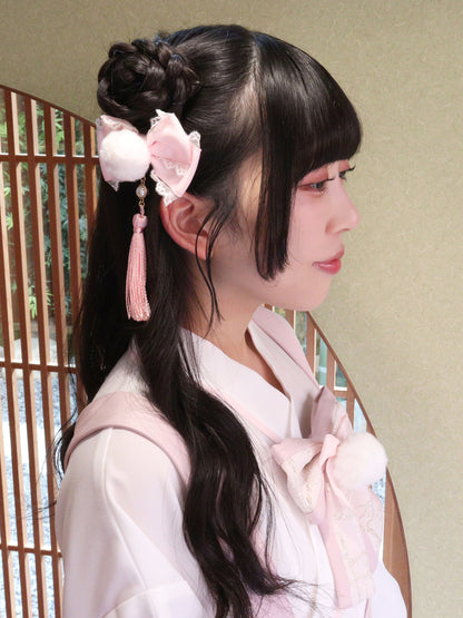 手まり遊びとシマエナガ ダブルリボンクリップ ピンク（Pink） FREE ｜Amavel（アマベル）公式サイト