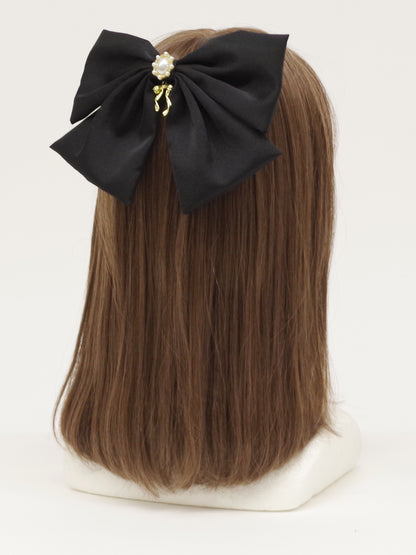 パール付ビッグリボンバレッタ ブラック（Black） FREE ｜Amavel（アマベル）公式サイト